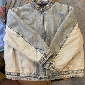 Wild Fable Quilted Lined Acid Wash Denim Jacket XL Moto Style